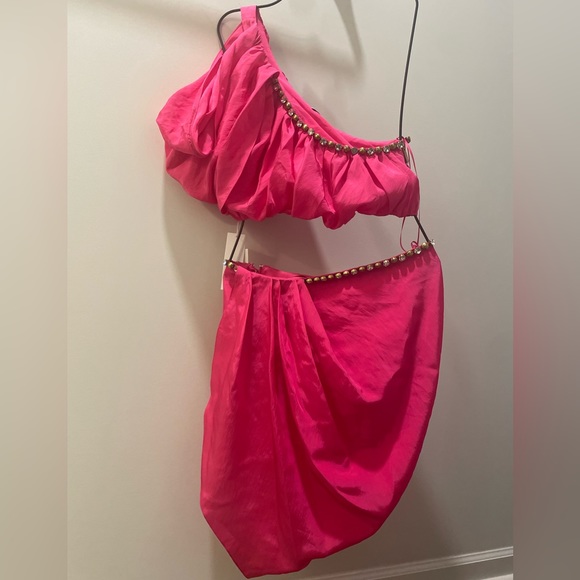 Area Crystal Dome Draped Top and Skirt Set size 10 in Pink - Picture 8 of 9